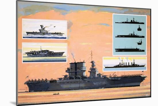 The Uss Saratoga, Converted from a Battle Cruiser to Become an Aircraft Carrier-John S. Smith-Mounted Giclee Print