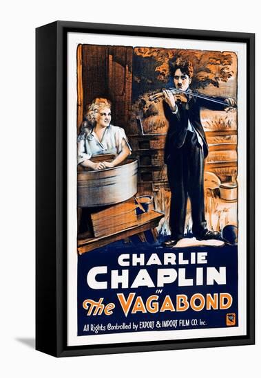 THE VAGABOND, from left: Edna Purviance, Charlie Chaplin, 1916-null-Framed Stretched Canvas