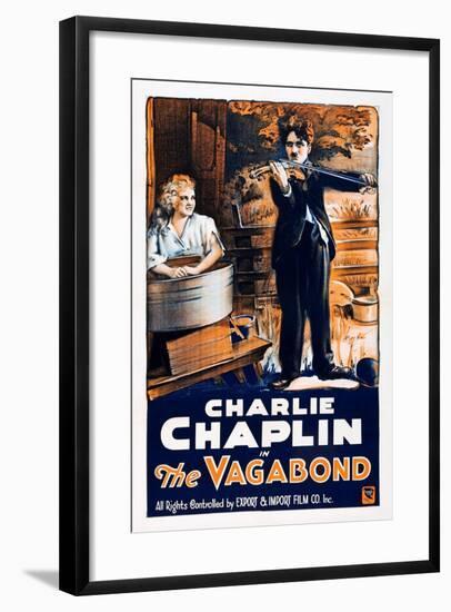 THE VAGABOND, from left: Edna Purviance, Charlie Chaplin, 1916-null-Framed Art Print