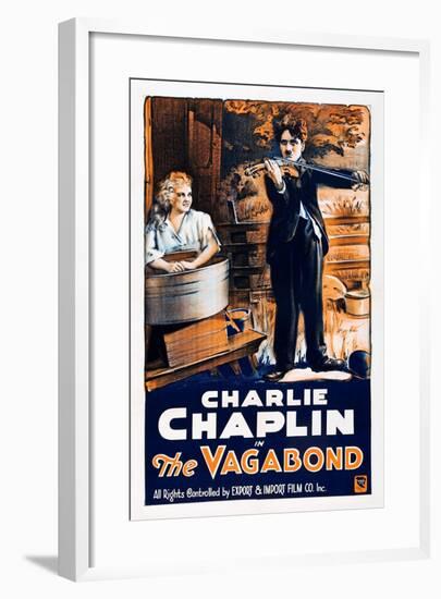 THE VAGABOND, from left: Edna Purviance, Charlie Chaplin, 1916-null-Framed Art Print