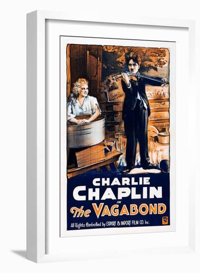 THE VAGABOND, from left: Edna Purviance, Charlie Chaplin, 1916-null-Framed Art Print