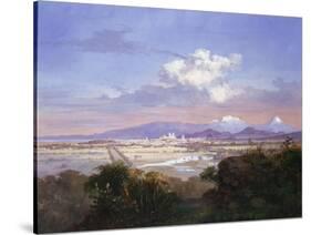 The Valley of Mexico with Volcanoes, 1879-Salvador Murillo-Stretched Canvas
