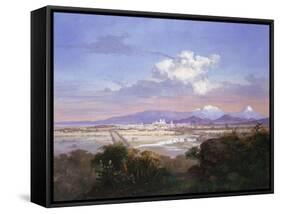 The Valley of Mexico with Volcanoes, 1879-Salvador Murillo-Framed Stretched Canvas