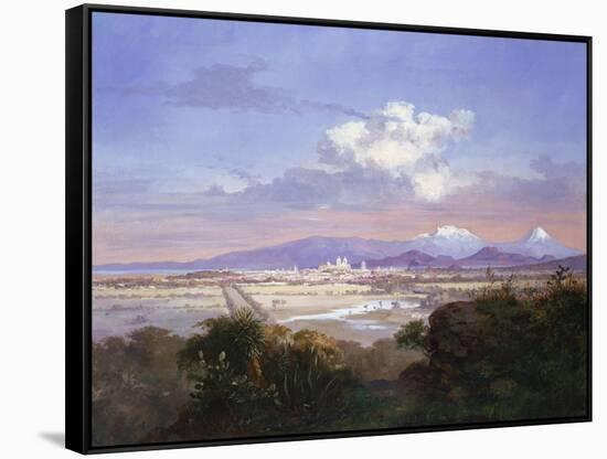 The Valley of Mexico with Volcanoes, 1879-Salvador Murillo-Framed Stretched Canvas