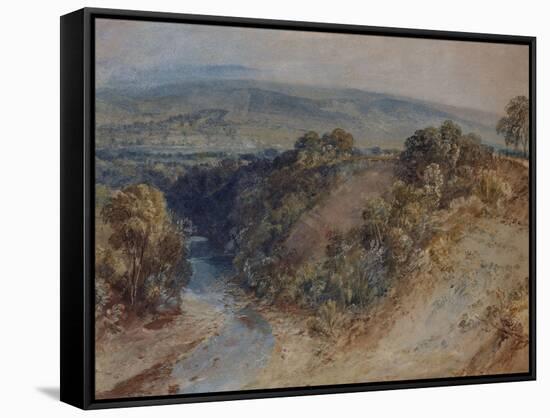 The Valley of the Washburn, Otley Chevin in the Distance-J. M. W. Turner-Framed Stretched Canvas
