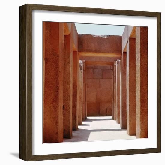 The valley temple of the pyramid of Khephren-Werner Forman-Framed Giclee Print