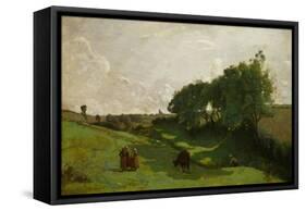 The Valley-Jean-Baptiste-Camille Corot-Framed Stretched Canvas