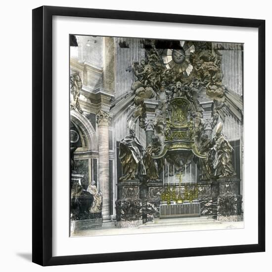 The Vatican, Rome (Italy), Saint-Peter's Basilica,, Saint Peter's Pulpit, Circa 1895-Leon, Levy et Fils-Framed Photographic Print