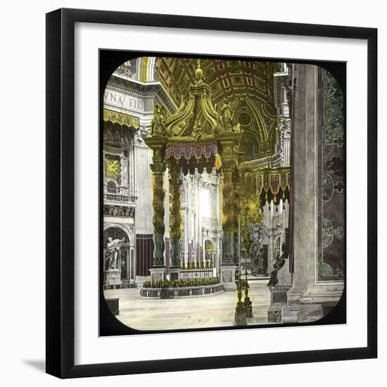 The Vatican, Rome (Italy), Saint Peter's Basilica, the Baldaquin, Circa 1895-Leon, Levy et Fils-Framed Photographic Print