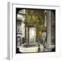 The Vatican, Rome (Italy), Saint Peter's Basilica, the Baldaquin, Circa 1895-Leon, Levy et Fils-Framed Photographic Print