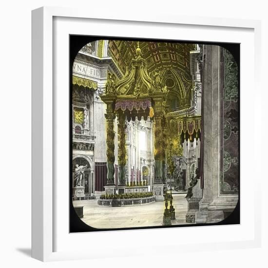 The Vatican, Rome (Italy), Saint Peter's Basilica, the Baldaquin, Circa 1895-Leon, Levy et Fils-Framed Photographic Print