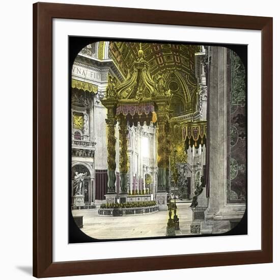 The Vatican, Rome (Italy), Saint Peter's Basilica, the Baldaquin, Circa 1895-Leon, Levy et Fils-Framed Photographic Print