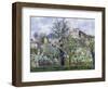 The Vegetable Garden with Trees in Blossom, Spring, Pontoise, 1877-Camille Pissarro-Framed Giclee Print