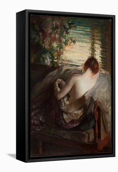 The Venetian Blind (Oil on Canvas)-Edmund Charles Tarbell-Framed Stretched Canvas