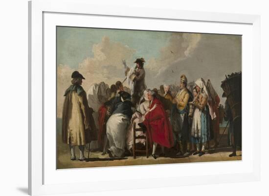 The Venetian Charlatan, Ca 1764-1765-Giandomenico Tiepolo-Framed Giclee Print