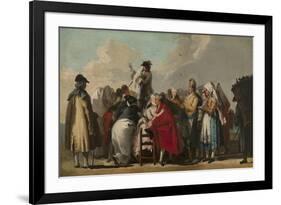 The Venetian Charlatan, Ca 1764-1765-Giandomenico Tiepolo-Framed Giclee Print