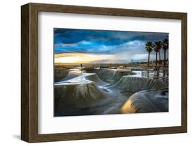 The Venice Skate Park at Sunset, in Venice Beach, Los Angeles, California.-Jon Bilous-Framed Photographic Print