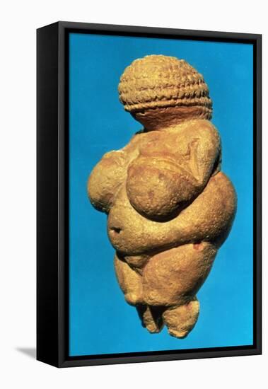 The Venus of Willendorf, Side View of Female Figurine, Gravettian Culture Upper Palaeolithic Period-null-Framed Stretched Canvas