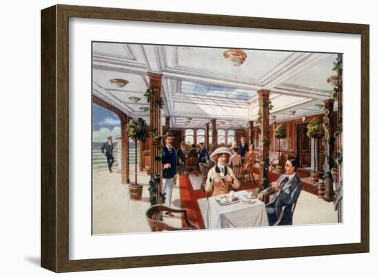 The Verandah Cafe as it Was Aboard the Lusitania and Mauretania-null-Framed Giclee Print