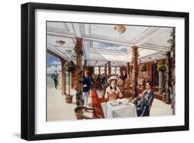 The Verandah Cafe as it Was Aboard the Lusitania and Mauretania-null-Framed Giclee Print