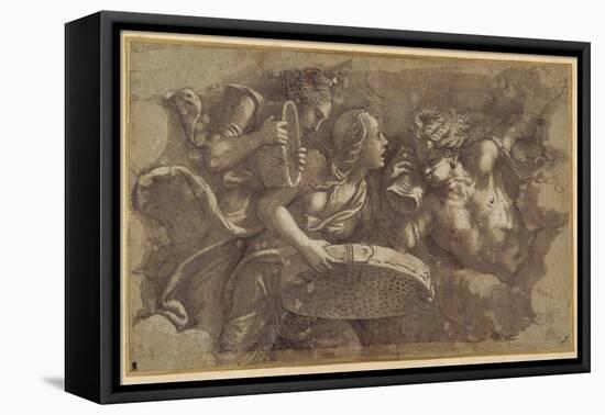The Vestal Tuccia with the Sieve-Giulio Romano-Framed Stretched Canvas