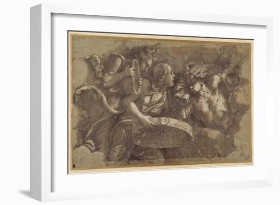 The Vestal Tuccia with the Sieve-Giulio Romano-Framed Giclee Print