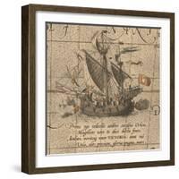 The Victoria, a Spanish Carrack, Ship of Ferdinand Magellan?S Armada De Molucca-Abraham Ortelius-Framed Giclee Print