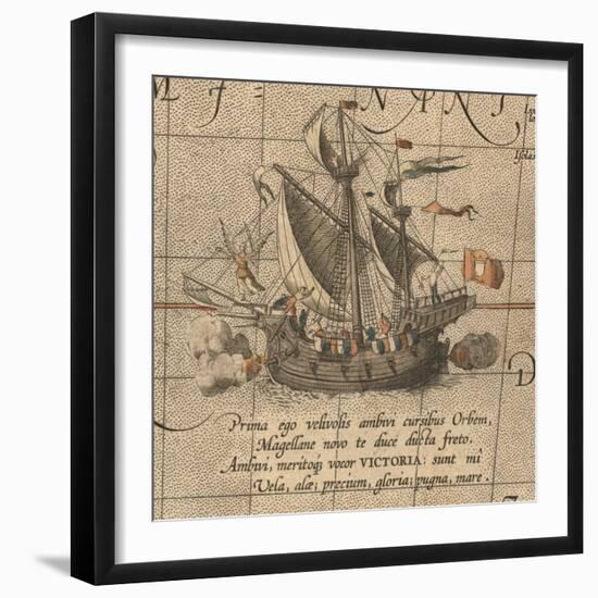 The Victoria, a Spanish Carrack, Ship of Ferdinand Magellan?S Armada De Molucca-Abraham Ortelius-Framed Giclee Print