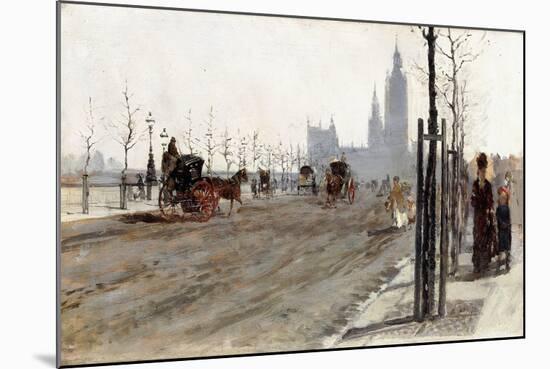 The Victoria Embankment, London, 1875-Giuseppe De Nittis-Mounted Giclee Print