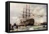 The "Victory" at Portsmouth, Came into Harbour from Last Commission Nov, 1812-Charles Edward Dixon-Framed Stretched Canvas