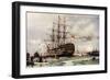 The "Victory" at Portsmouth, Came into Harbour from Last Commission Nov, 1812-Charles Edward Dixon-Framed Giclee Print