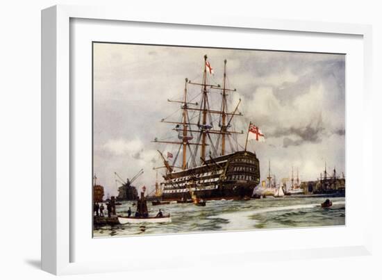 The "Victory" at Portsmouth, Came into Harbour from Last Commission Nov, 1812-Charles Edward Dixon-Framed Giclee Print