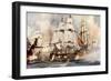 The "Victory" at Trafalgar. Nelson's Flagship Nearing the "Santissima Trinidad"-Charles Edward Dixon-Framed Giclee Print