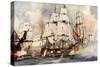 The "Victory" at Trafalgar. Nelson's Flagship Nearing the "Santissima Trinidad"-Charles Edward Dixon-Stretched Canvas