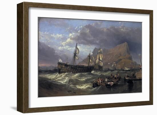 The 'Victory' Towed into Gibraltar, 1854-Clarkson Stanfield-Framed Giclee Print