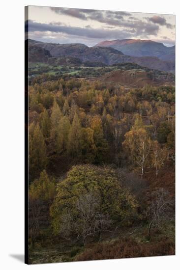 The view at twilight from Holme Fell, Lake District National Park, Cumbria, England, United Kingdom-Jon Gibbs-Stretched Canvas