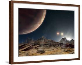 The View from a Hypothetical Moon in Orbit-Stocktrek Images-Framed Photographic Print