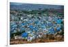 The View from Mehrangarh Fort of the Blue Rooftops in Jodhpur, the Blue City, Rajasthan-Laura Grier-Framed Photographic Print