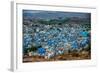 The View from Mehrangarh Fort of the Blue Rooftops in Jodhpur, the Blue City, Rajasthan-Laura Grier-Framed Photographic Print