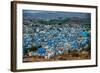 The View from Mehrangarh Fort of the Blue Rooftops in Jodhpur, the Blue City, Rajasthan-Laura Grier-Framed Photographic Print