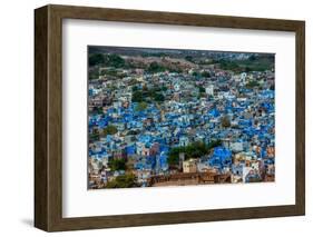 The View from Mehrangarh Fort of the Blue Rooftops in Jodhpur, the Blue City, Rajasthan-Laura Grier-Framed Photographic Print