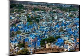 The View from Mehrangarh Fort of the Blue Rooftops in Jodhpur, the Blue City, Rajasthan-Laura Grier-Mounted Photographic Print