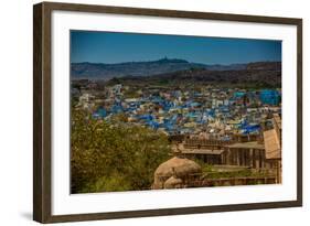 The View from Mehrangarh Fort of the Blue Rooftops in Jodhpur, the Blue City, Rajasthan-Laura Grier-Framed Photographic Print