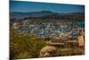 The View from Mehrangarh Fort of the Blue Rooftops in Jodhpur, the Blue City, Rajasthan-Laura Grier-Mounted Photographic Print