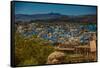 The View from Mehrangarh Fort of the Blue Rooftops in Jodhpur, the Blue City, Rajasthan-Laura Grier-Framed Stretched Canvas