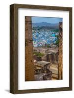 The View from Mehrangarh Fort of the Blue Rooftops in Jodhpur, the Blue City, Rajasthan-Laura Grier-Framed Photographic Print