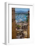 The View from Mehrangarh Fort of the Blue Rooftops in Jodhpur, the Blue City, Rajasthan-Laura Grier-Framed Photographic Print