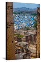 The View from Mehrangarh Fort of the Blue Rooftops in Jodhpur, the Blue City, Rajasthan-Laura Grier-Stretched Canvas