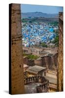 The View from Mehrangarh Fort of the Blue Rooftops in Jodhpur, the Blue City, Rajasthan-Laura Grier-Stretched Canvas