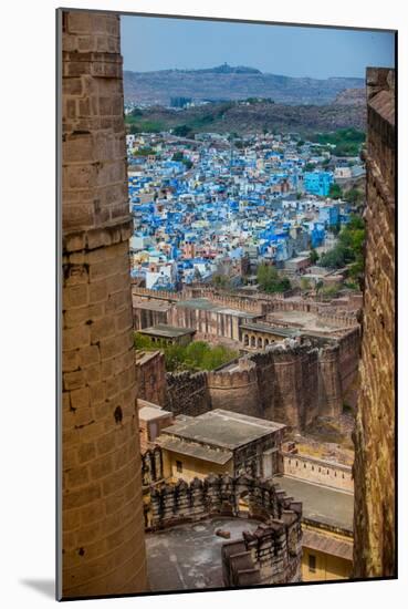 The View from Mehrangarh Fort of the Blue Rooftops in Jodhpur, the Blue City, Rajasthan-Laura Grier-Mounted Photographic Print